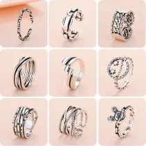 9PCS Silver Vintage Knuckle Stackable Finger Punk Rings Set