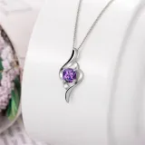 Sterling Silver Zircon White Diamond Water Drop Clavicle Pendant Chain Jewelry Necklace