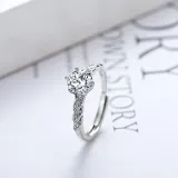 Silver Moissanite Shiny Diamond Ring For Women Girls With Gift Box