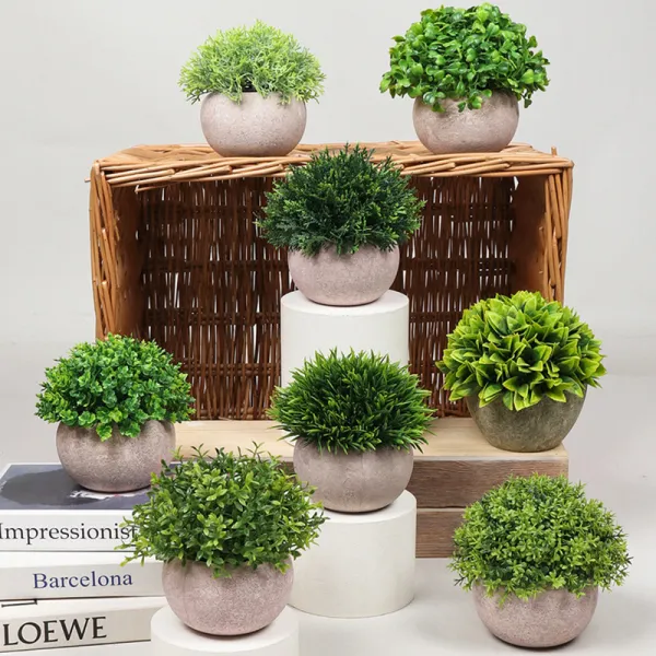 Artificial Short Needle Grass Potted Plant Combination Mini Pulp Basin Desktop Decoration