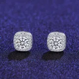 Silver Zircon Diamond Square Pendant Chain Jewelry Earrings Necklaces Rings Jewelry Sets