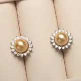 Mother's Day Gift Diamante Jewelry Pearl Necklace and Earring Set with Box