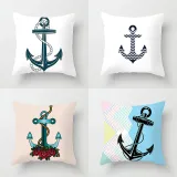 4PCS Ocean Sailing Boat Anchor Decorative Throw Pillow Case Cushion Covers