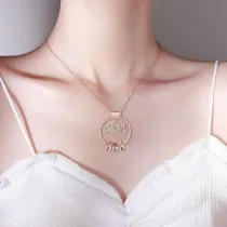 DIY Diamond Ring Necklace Mom Letter Name Engraved Custom with Birth Stone