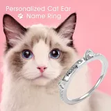 Custom Dog Name Bone Ring Sterling Silver Moissanite Drill Ring for Dog Lover