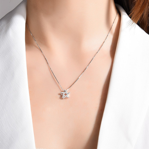Full Drill Pentagram Diamond Pendant Chain Jewelry Necklace