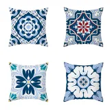 4PCS Home Cotton Decorative Geometry Pattern Printing Throw Pillow Case Cushion Covers For Sofa Couch Bed Chair