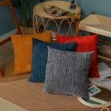 Hight Quality Solid Color Pillow Cover Single-side Stripes Chenille Cushion Cover Throw Pillows For Sofa