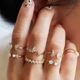 Gold Diamond Butterfly Snake Vintage Knuckle Stackable Finger Rings Set