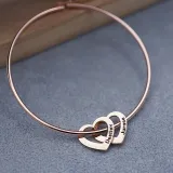 Hollow Out Heart Butterfly Button Bracelet with Name Engraved Custom Gift For Mom Friends