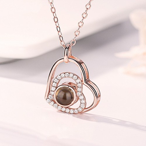 Zircon Diamond Hearts Clavicle Chain Jewelry Necklace
