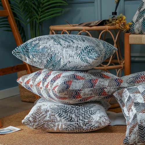 Hotsale Tropical Pattern Chenille Throw Pillows Geometric Jacquard Pillow Cases Cushion Covers