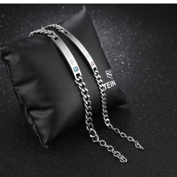 Silver His Queen Her King Crown Chain Jewerly Bracelet