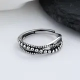 Silver Adjustable Anti Anxiety Rings Fidget Spinner Band Adjustable Stacking Spinning Worry Ring