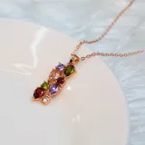 4PCS Colorful Drop Diamond Ring Earring Necklace Bracelet Jewelry Set Crystal Gift For Women Girls