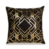 4PCS Home Cotton Decorative Gold Blocking Throw Pillow Case Cushion Covers For Sofa Couch Bed Chair