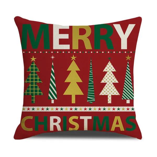Home Soft Decoration Christmas Tree Throw Pillow Linen Cushion Cover Pillow Case