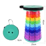 Portable Telescopic Folding Stools Rainbow Multicolor Collapsible Retractable Camping Fishing Hiking Stools