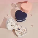 Heart Zipper Type PU Leather Jewelry Box For Girls and Women