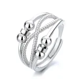 Silver Adjustable Anti Anxiety Spinner Rings Cubic Zirconia Infinity Ring Stackable Stress Relief Worry Rings with Box