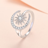 Sun and Moon Diamond Adjustable Stackable Finger Rings