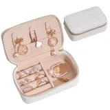 Rectangle Zipper Type PU Leather Jewelry Box For Girls and Women