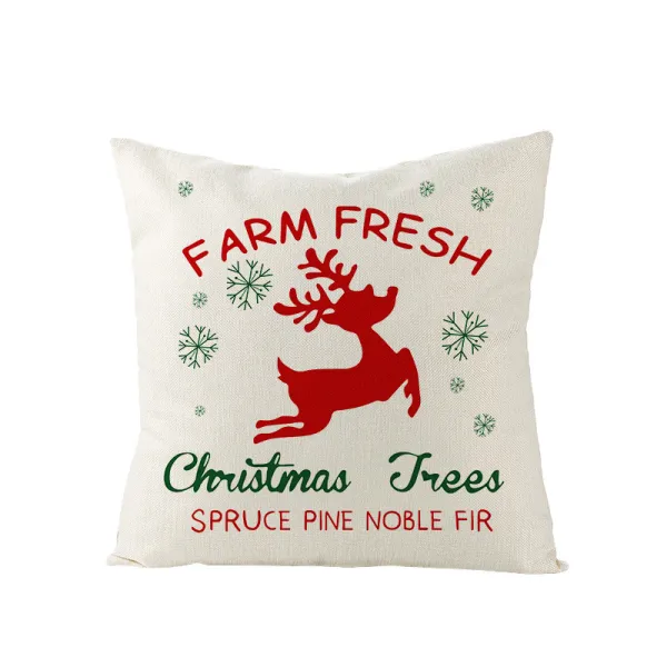 Home Decoration Christmas Elk Hugging Pillow Cover Cartoon Printed Home Sofa Cushion Cover