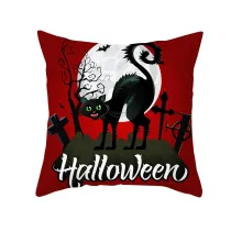 Halloween Holiday Cat Pillowcase Cushion Pillow Cover