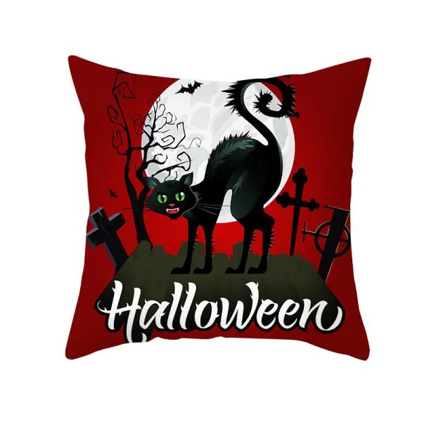 Halloween Holiday Cat Pillowcase Cushion Pillow Cover