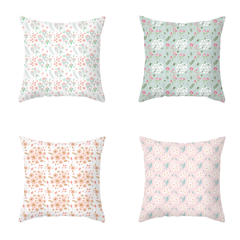 4PCS Flowers Home Cotton Decorative Throw Pillow Case Cushion Covers For Sofa Couch Bed Chair