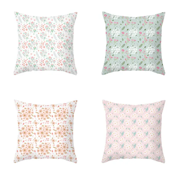 4PCS Flowers Home Cotton Decorative Throw Pillow Case Cushion Covers For Sofa Couch Bed Chair