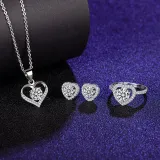 Silver Zircon Diamond Love Heart Pendant Chain Jewelry Earrings Necklaces Jewelry Sets