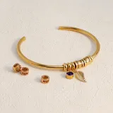 DIY Leaf Round Ring Necklace Bracelet Name Engraved Custom with Birth Stone