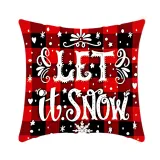 Home Decoration Christmas Letter Pillow Cover Red Plaids Pillowcase