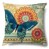 4PCS Home Cotton Decorative Spring Flower and Butterfly Throw Pillow Case Cushion Covers For Sofa Couch Bed Chair