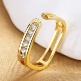 Gold Diamond Opening Adjustable Irregular Ring Gifts