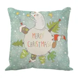 Green Linen Santa Claus Letter Pillow Sofa Pillow Case