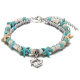 Turtle Anklets Multilayer Beads Handmade Animal Shell Beach Set Boho Foot Jewelry