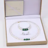 Pearl Jewelry for Women Girls Drop Freshwater Pearl Bracelet and Necklace Earrings Set With Box
