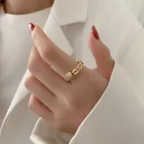 Gold Chain Full Diamond Opening Adjustable Irregular Ring Gifts