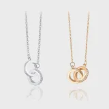 Full Drill Double Loop Diamond Pendant Chain Jewelry Necklace