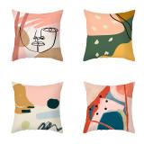 4PCS Home Cotton Decorative Multicolor Abstract Design Throw Pillow Case Cushion Covers For Sofa Couch Bed Chair