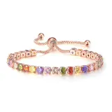Square Multicolor Adjustable Crystal Birthstone Bracelet Gift For Mom Friends