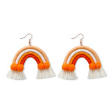 Rainbow Hair Bulbr Cord Tassel Stud Earrings
