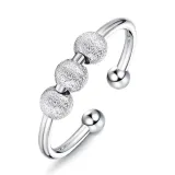Silver Adjustable Anti Anxiety Beaded Spinner Rings Stacking Spinning Worry Ring