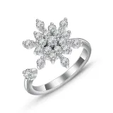 Zircon Diamonds Anxiety Stainless Steel Spinner Relieveing Ring Flower Butterfly Jewelry Rings