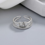Silver Adjustable Anti Anxiety Spinner Rings Cubic Zirconia Infinity Ring Stackable Stress Relief Worry Rings with Box
