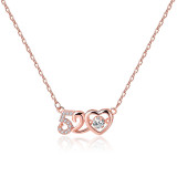 Sterling Silver Zircon Diamond 520 LovePendant Chain Jewelry Necklace