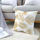 4PCS Home Cotton Decorative Gold Leaves Throw Pillow Case Cushion Covers For Sofa Couch Bed Chair