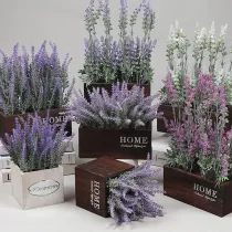 Artificial Lavender Plant Combination Letters Wooden Potted Landscape Decoration